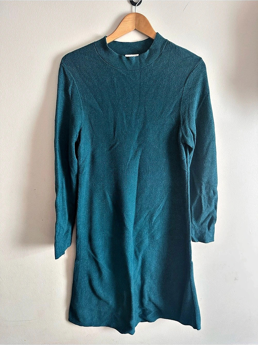 J.Jill Teal Mock Neck Cotton Rayon Sweater Dress Medium
